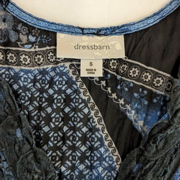 DRESS BARN Women's Accordion Crinkle Blouse Size S Blue & Black NWOT - Picture 6 of 7